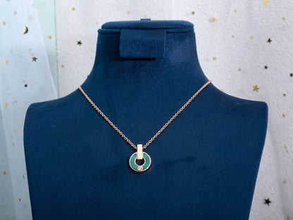 [Bijoux de luxe]Collier Gari en or rose et malachite