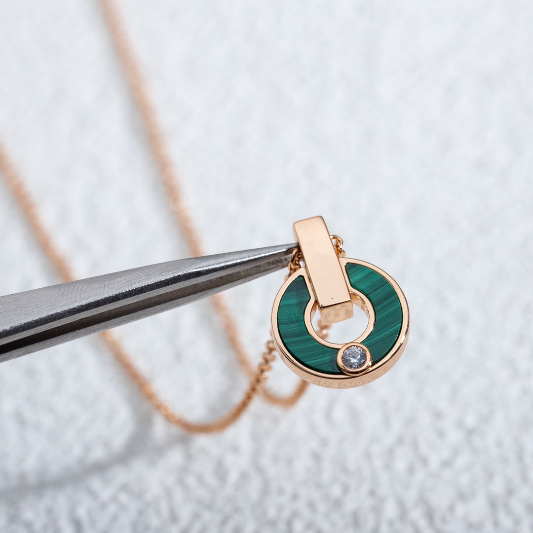 [Bijoux de luxe]Collier Gari en or rose et malachite
