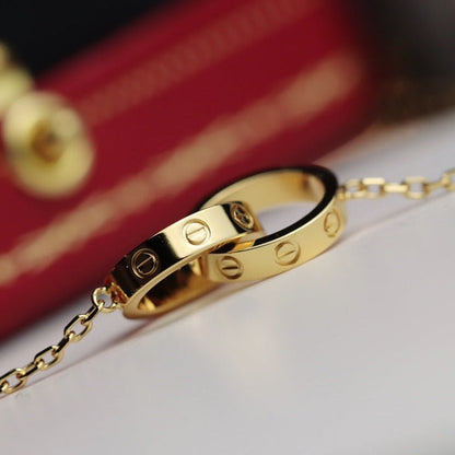 [Luxe Jewelry]LOVE NECKLACE DOUBLE RING GOLD