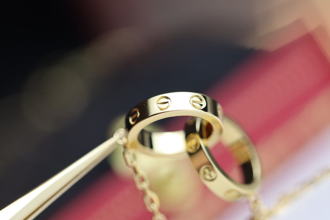 [Luxe Jewelry]LOVE NECKLACE DOUBLE RING GOLD