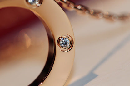 [Luxe Jewelry]LOVE NECKLACE 16MM 6 DIAMONDS PINK GOLD