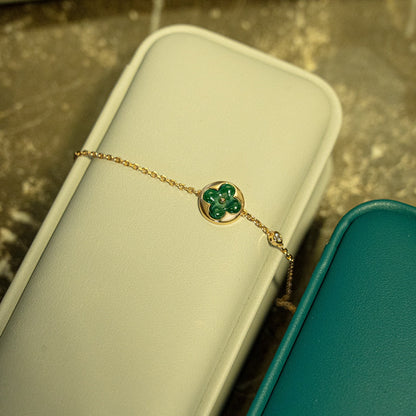 [Luxe Jewelry]SUN MALACHITE 1 DIAMOND PINK GOLD BRACELET