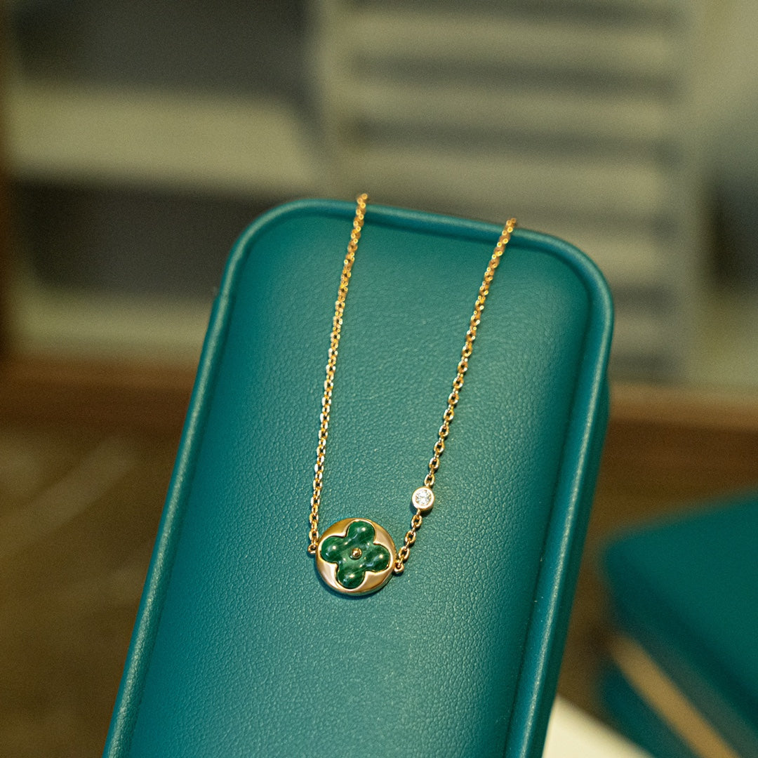 [Luxe Jewelry]SUN MALACHITE 1 DIAMOND PINK GOLD BRACELET