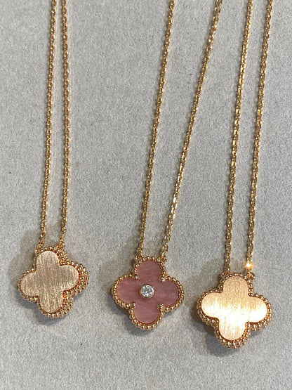 [Bijoux de luxe] Collier Clover 15 mm en rhodonite et diamants