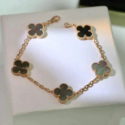 [Luxe Jewelry]CLOVER 5 MOTIF GRAY MOP  BRACELET