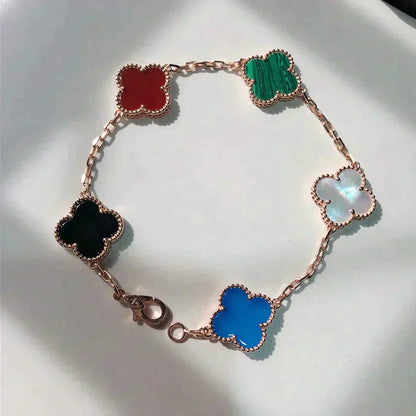 [Bijoux de luxe] BRACELET TRÈFLE 5 MOTIFS MULTICOLORE