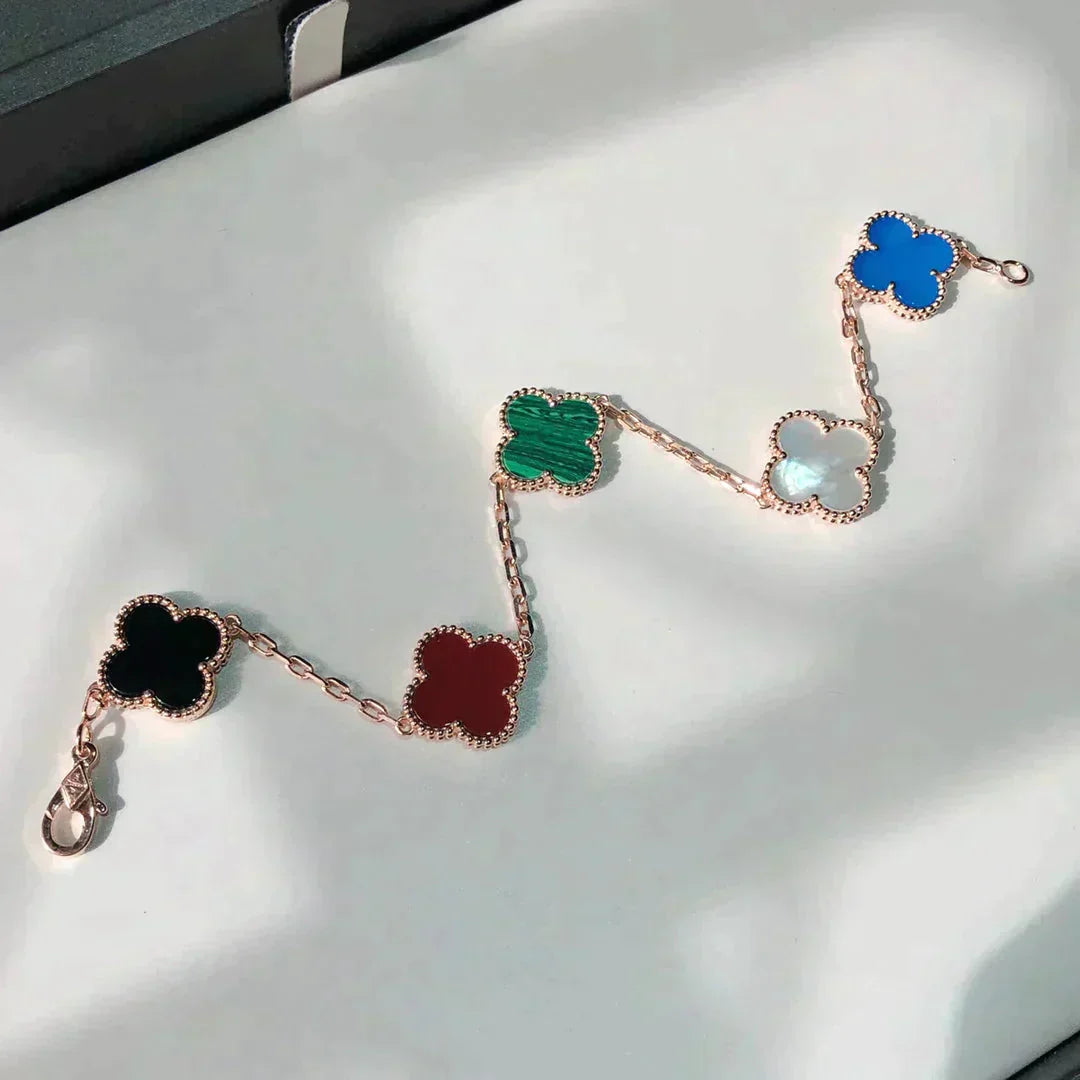 [Bijoux de luxe] BRACELET TRÈFLE 5 MOTIFS MULTICOLORE