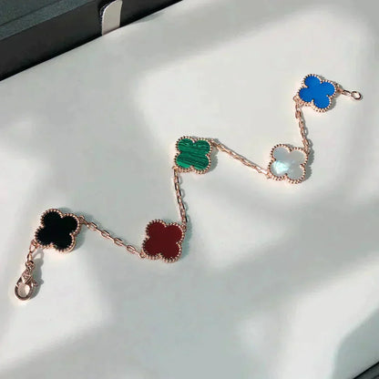[Bijoux de luxe] BRACELET TRÈFLE 5 MOTIFS MULTICOLORE