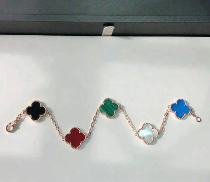 [Bijoux de luxe] BRACELET TRÈFLE 5 MOTIFS MULTICOLORE