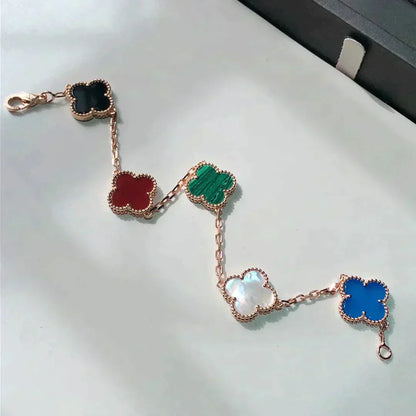 [Bijoux de luxe] BRACELET TRÈFLE 5 MOTIFS MULTICOLORE