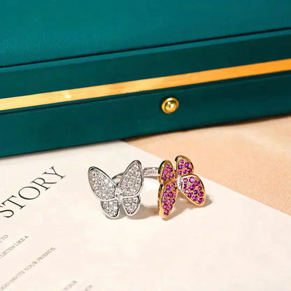 [Bijoux de luxe] BAGUE DIAMANT DOUBLE PAPILLON
