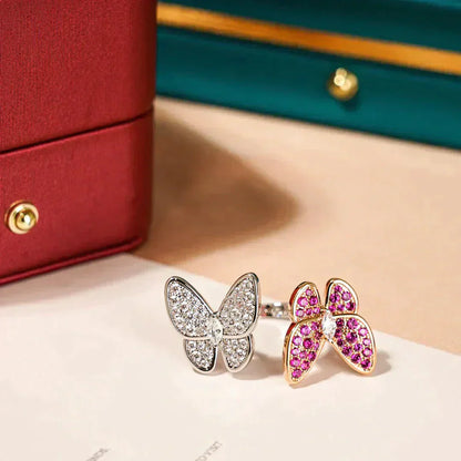 [Bijoux de luxe] BAGUE DIAMANT DOUBLE PAPILLON