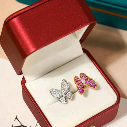 [Bijoux de luxe] BAGUE DIAMANT DOUBLE PAPILLON