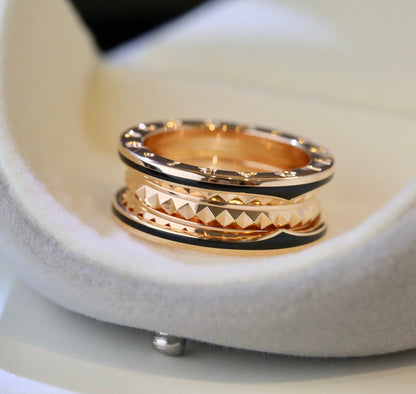 [Bijoux de luxe] BAGUE ZERO 1 EN OR ROSE ET CÉRAMIQUE NOIRE