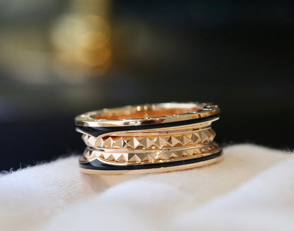 [Bijoux de luxe] BAGUE ZERO 1 EN OR ROSE ET CÉRAMIQUE NOIRE