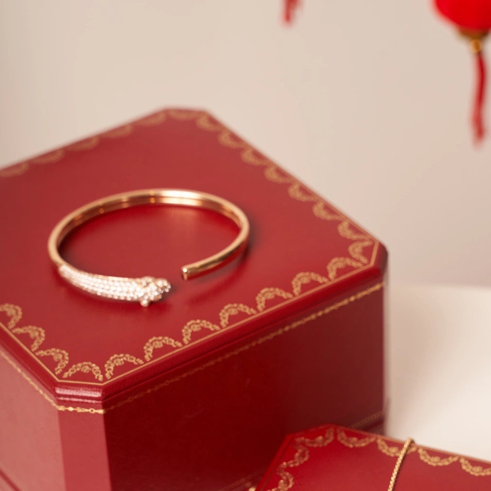 [Luxe Jewelry]PANTHERE ROSE GOLD DIAMOND OPEN BRACELET