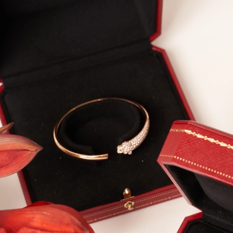 [Luxe Jewelry]PANTHERE ROSE GOLD DIAMOND OPEN BRACELET
