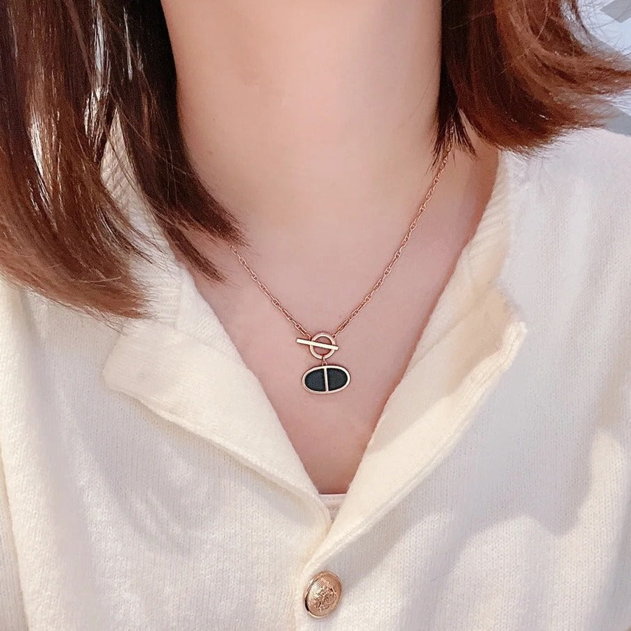 [Luxe Jewelry]CHAINE VERSO BLACK CERAMIC NECKLACE