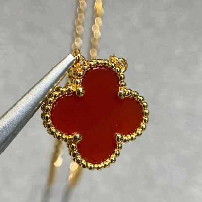 [Bijoux de luxe] Collier à fleur unique en cornaline 15 mm
