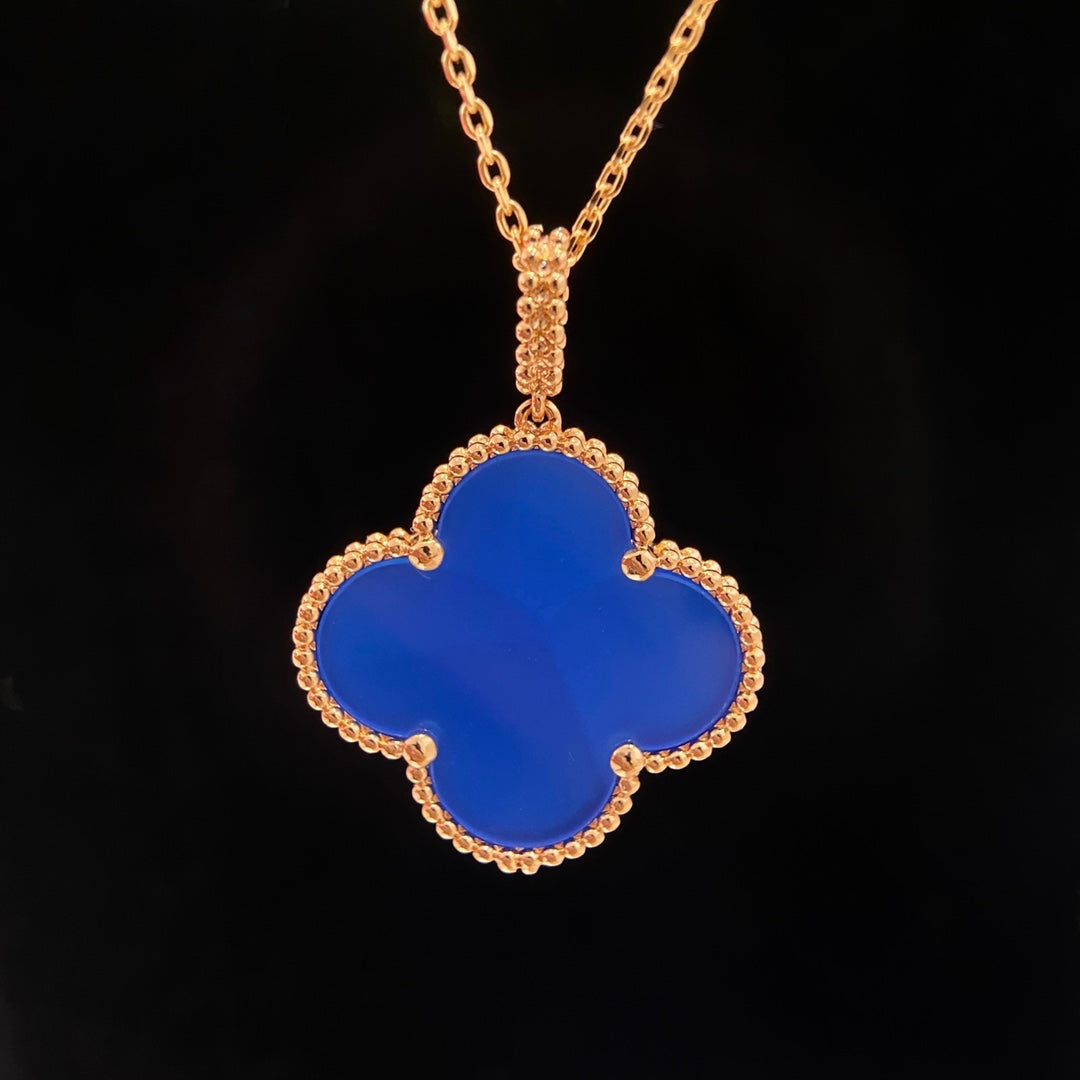 [Luxe Jewelry]CLOVER 25MM NECKLACE TURQUOISE ROSE GOLD