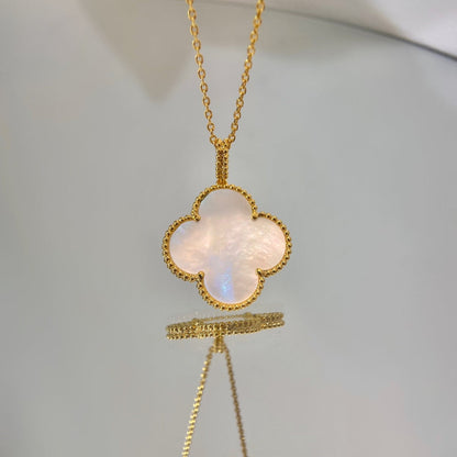 [Luxe Jewelry]CLOVER 25MM MOP LARGE PENDANT NECKLACE
