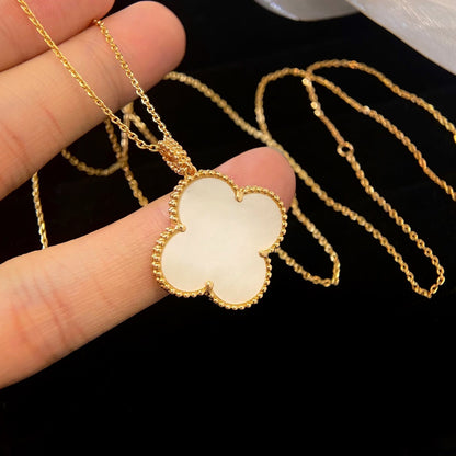[Luxe Jewelry]CLOVER 25MM MOP LARGE PENDANT NECKLACE