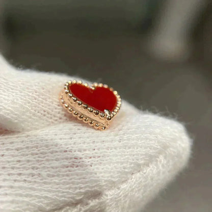 [Bijoux de luxe]Boucles d'oreilles clous en forme de cœur en cornaline