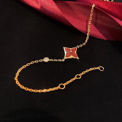 [Bijoux de luxe] BRACELET CORNALINE OR ROSE DIAMANT COLOR STAR