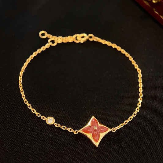 [Bijoux de luxe] BRACELET CORNALINE OR ROSE DIAMANT COLOR STAR