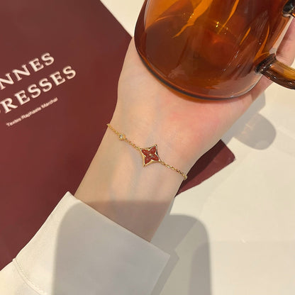 [Bijoux de luxe] BRACELET CORNALINE OR ROSE DIAMANT COLOR STAR