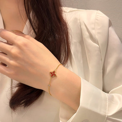 [Bijoux de luxe] BRACELET CORNALINE OR ROSE DIAMANT COLOR STAR