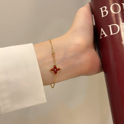 [Bijoux de luxe] BRACELET CORNALINE OR ROSE DIAMANT COLOR STAR