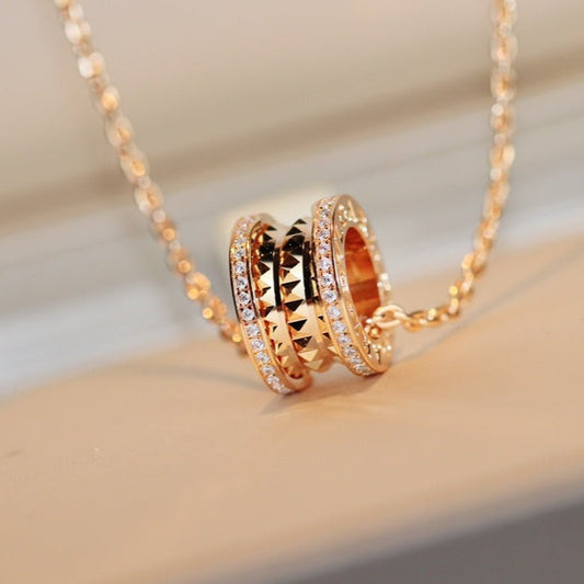 [Luxe Jewelry]ZERO 1 ROCK PEDANT PINK GOLD NECKLACE
