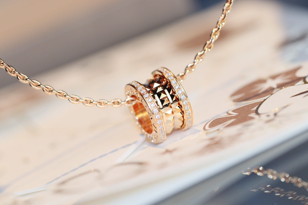 [Luxe Jewelry]ZERO 1 ROCK PEDANT PINK GOLD NECKLACE