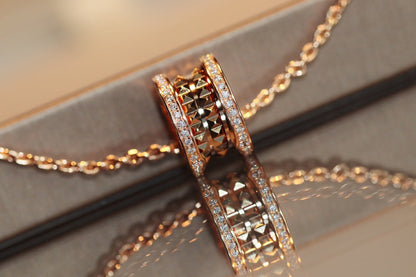 [Luxe Jewelry]ZERO 1 ROCK PEDANT PINK GOLD NECKLACE