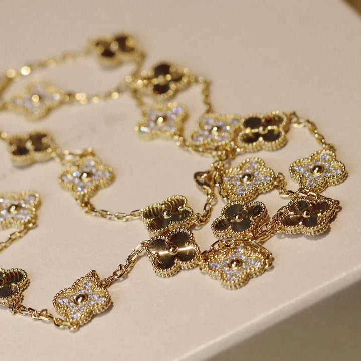 [Bijoux de luxe]Collier diamant laser à 20 motifs Clover