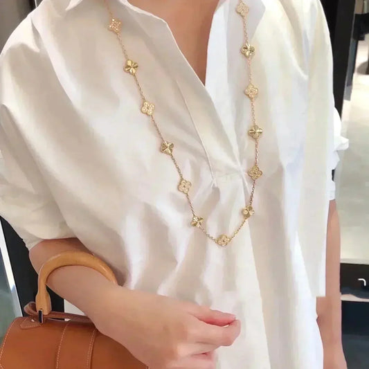 [Luxe Jewelry]CLOVER 20 MOTIFS LASER DIAMOND NECKLACE