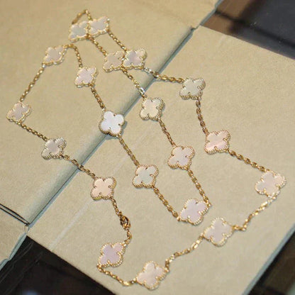 [Bijoux de luxe]Collier en nacre blanche à 20 motifs Clover