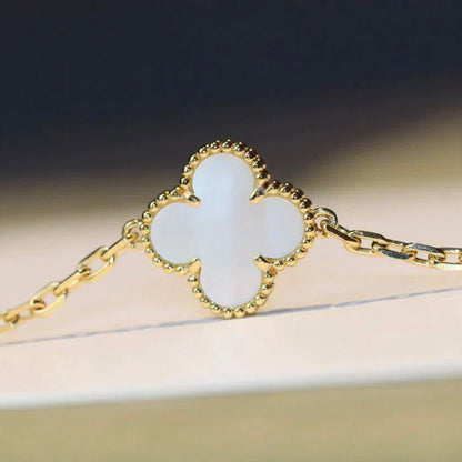 [Bijoux de luxe]Collier en nacre blanche à 20 motifs Clover