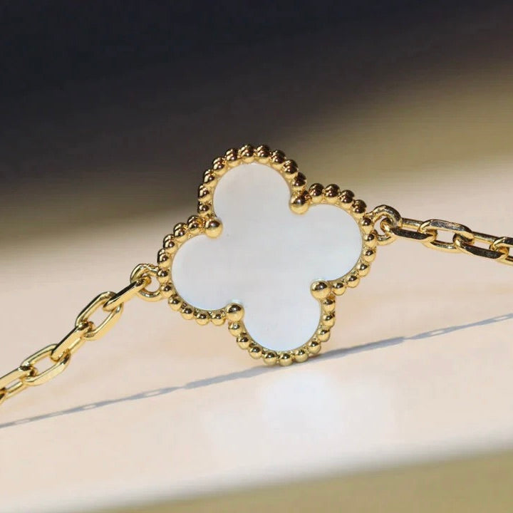 [Bijoux de luxe]Collier en nacre blanche à 20 motifs Clover