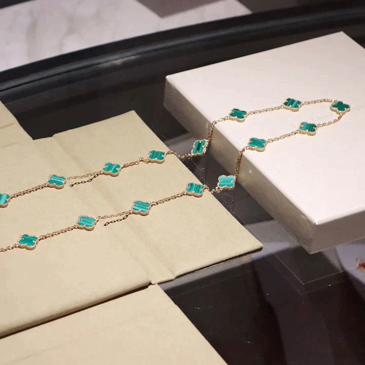 [Bijoux de luxe] TRÈFLE 20 MOTIFS MALACHITE OR
