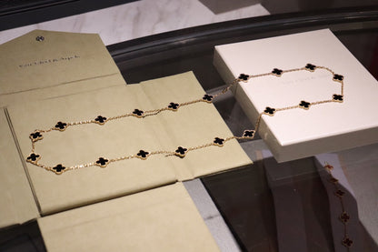 [Bijoux de luxe] TRÈFLE 20 MOTIFS ONYX OR ROSE