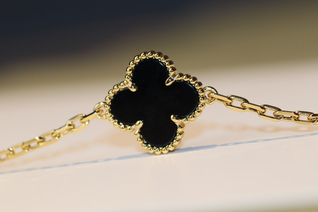 [Bijoux de luxe] TRÈFLE 20 MOTIFS ONYX OR ROSE