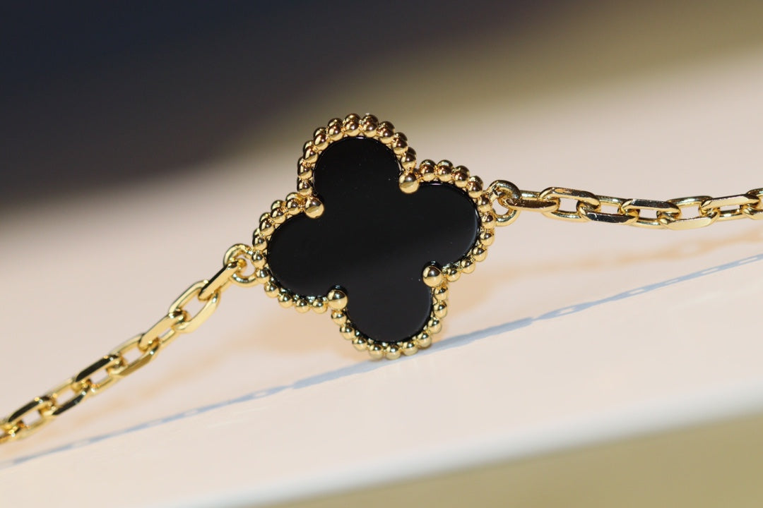 [Bijoux de luxe] TRÈFLE 20 MOTIFS ONYX OR ROSE