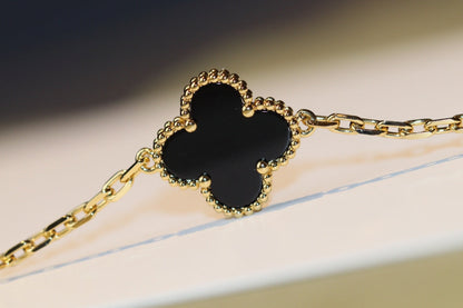 [Bijoux de luxe] TRÈFLE 20 MOTIFS ONYX OR ROSE
