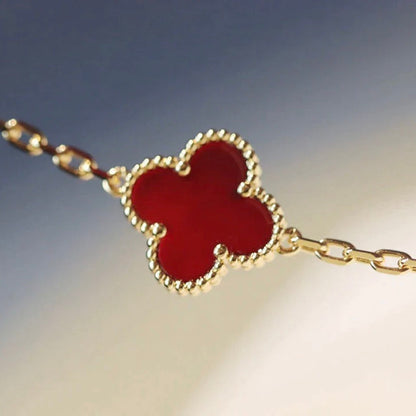 [Luxe Jewelry]CLOVER 20 MOTIFS CARNELIAN NECKLACE