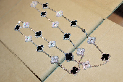 [Luxe Jewelry]CLOVER 20 MOTIFS ONYX DIAMOND SILVER