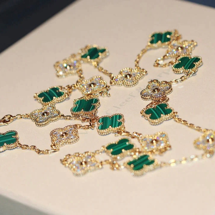 [Bijoux de luxe]Collier diamant malachite à 20 motifs Clover
