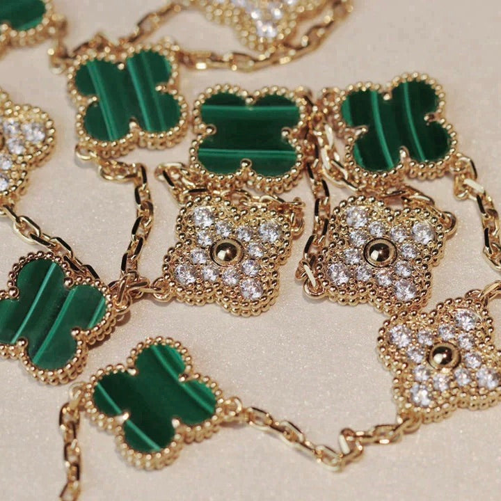[Bijoux de luxe]Collier diamant malachite à 20 motifs Clover
