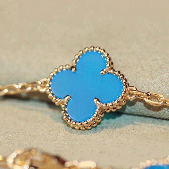 [Bijoux de luxe] TRÈFLE 20 MOTIFS TURQUOISE OR